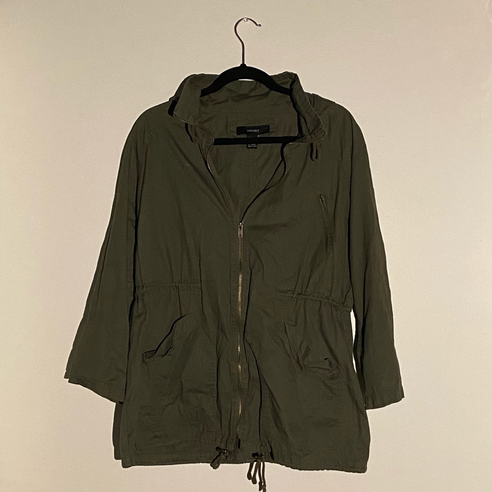Army green windbreaker jacket